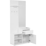 Meuble d'entrée de rangement avec penderie IMAGE - Décor blanc - 1 porte + 1 tiroir - L85 x H195 x P37 cm