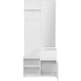 Meuble d'entrée de rangement avec penderie IMAGE - Décor blanc - 1 porte + 1 tiroir - L85 x H195 x P37 cm