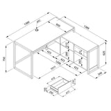 Bureau d'angle réversible Denver - Panneaux de particules - Coloris chene artisan, anthracite - 139 x 75 x 139 cm