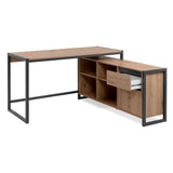 Bureau d'angle réversible Denver - Panneaux de particules - Coloris chene artisan, anthracite - 139 x 75 x 139 cm