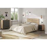 CALICOSY - Commode 4 tiroirs décor chene noueux et gris anthracite - L77,5 cm - Bois clair