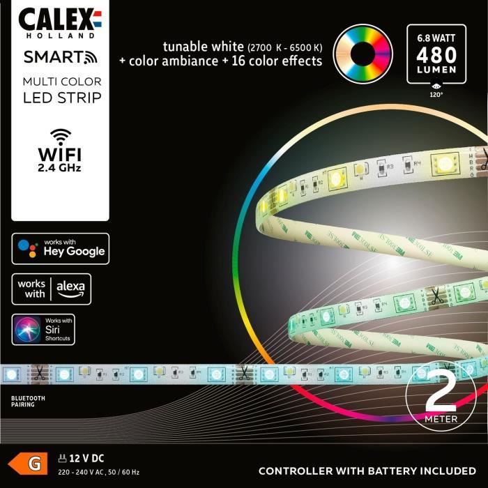 CALEX - Smart LED Ruban 2M 6,8W 480lm RGBCCT 2700-6500K + Telecommande