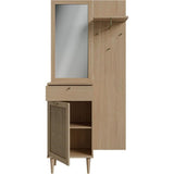 Meuble d'entrée - vestiaire - CALASETTA - Chene - 1 porte - 1 tiroir - 90,4 x 41,4 x 198 cm