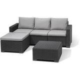 Salon de jardin en résine imitation rotin tressé - Gris graphite - Avec pouf et table basse - KETER - 4 personnes - CALIFORNIA