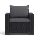 Salon de jardin en résine imitation rotin tressé - Gris graphite - Avec pouf et table basse - KETER - 4 personnes - CALIFORNIA