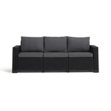 Salon de jardin en résine imitation rotin tressé - Gris graphite - Avec pouf et table basse - KETER - 4 personnes - CALIFORNIA