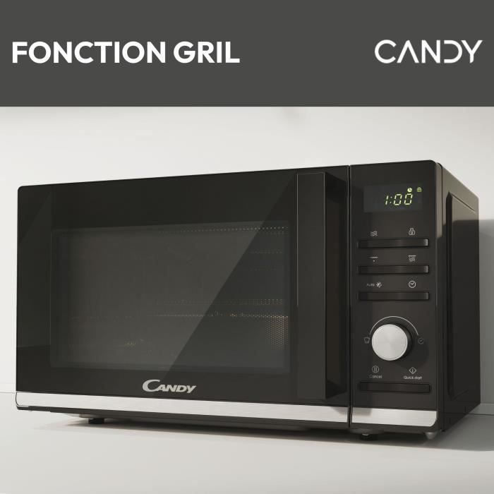 Micro-ondes Gril Candy Moderna CMGA20TNDB 700W 20L Digital Noir - Fonction Décongélation - 11 Niveaux de Puissance - 19 Menus Auto