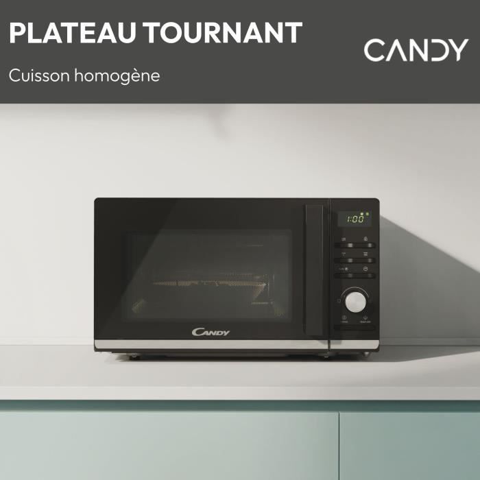 Micro-ondes Gril Candy Moderna CMGA20TNDB 700W 20L Digital Noir - Fonction Décongélation - 11 Niveaux de Puissance - 19 Menus Auto
