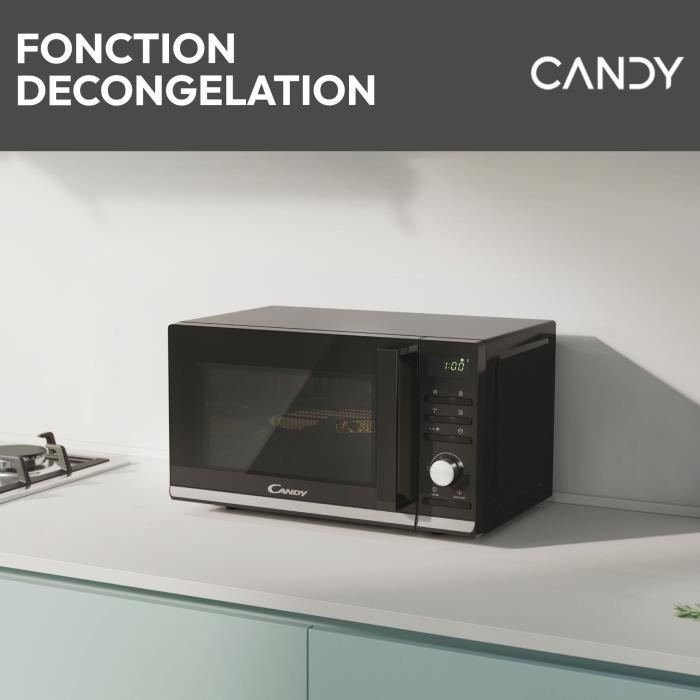 Micro-ondes Gril Candy Moderna CMGA20TNDB 700W 20L Digital Noir - Fonction Décongélation - 11 Niveaux de Puissance - 19 Menus Auto