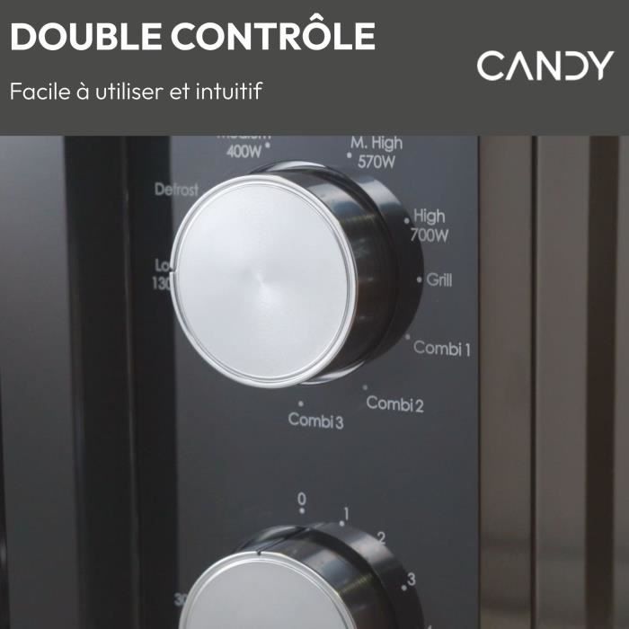 CMG20TNMB Micro-ondes Gril CANDY Moderna 20L 700W - Gril 900W - UI mÈcanique 6 niveaux de puissance - Fonction DÈcongÈlation poids