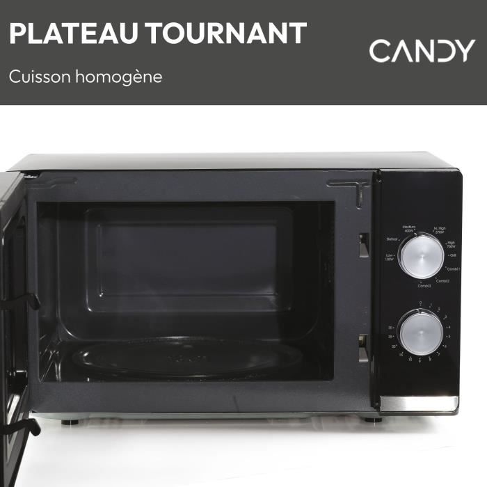 CMG20TNMB Micro-ondes Gril CANDY Moderna 20L 700W - Gril 900W - UI mÈcanique 6 niveaux de puissance - Fonction DÈcongÈlation poids