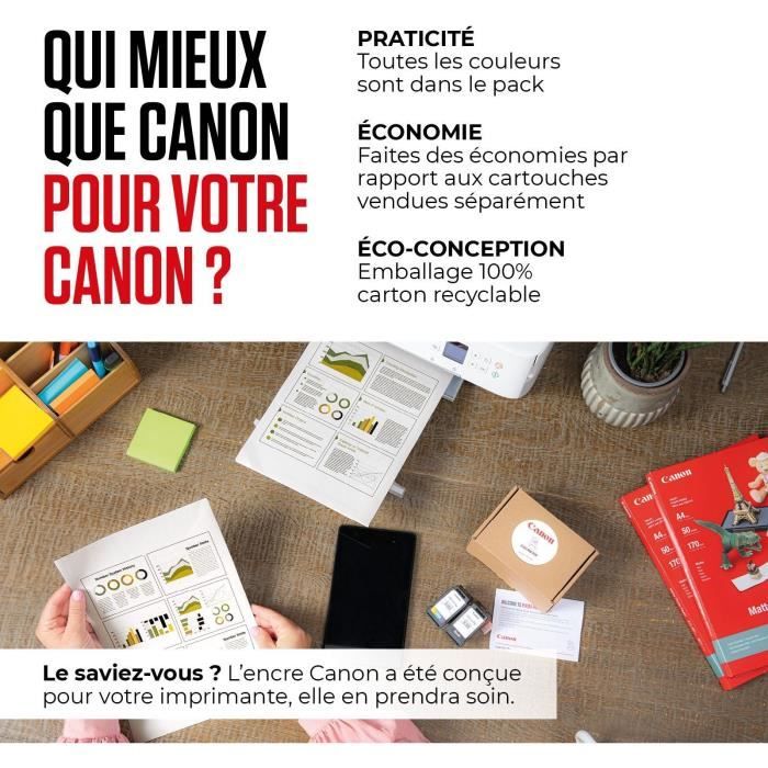 Cartouche d'encre - CANON - PGI-580/CLI-581 PGBK/C/M/Y/BK (2078C007) - Noir pigmenté, noir, cyan, magenta, jaune - Pack de 5