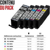 Cartouche d'encre - CANON - PGI-580/CLI-581 PGBK/C/M/Y/BK (2078C007) - Noir pigmenté, noir, cyan, magenta, jaune - Pack de 5