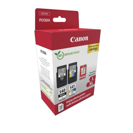 Pack 2 cartouches d'encre Canon PG-540L/CL-541XL Photo Value Pack (Noir/Couleurs) + 50x Papiers photo
