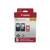 Pack de 2 cartouches d'encre + pack papiers photo - CANON - PG-560 Noir + CL-561 Couleur