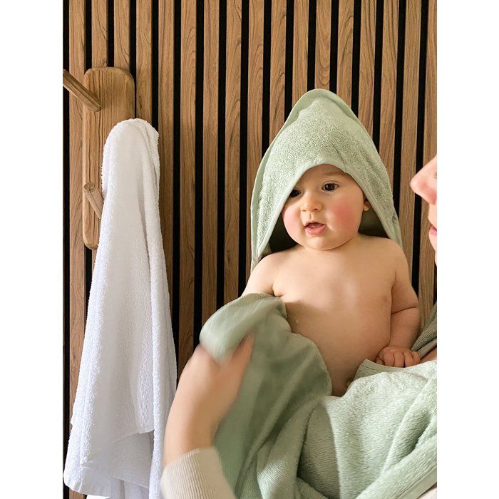 Drap de bain XXL Parent / Bébé - CANDIDE - 100x100 cm - Vert d'eau