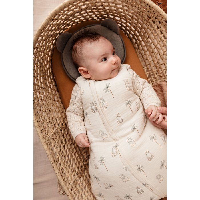 Mini douillette - CANDIDE - 55 cm - 0/3 mois - Blanc imprimé lange tigre
