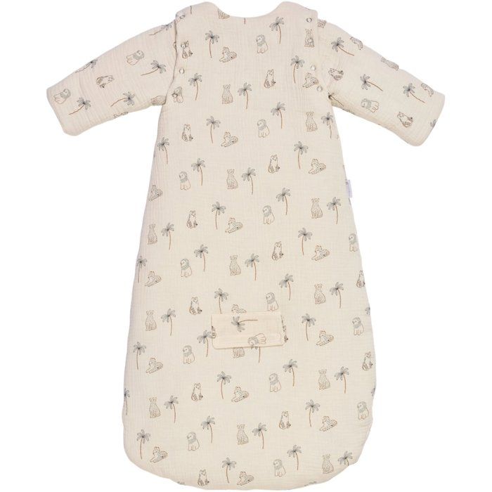 Douillette nomade - CANDIDE - 90 cm - 9/24 mois - Manches amovibles - Blanc imprimé lange tigre