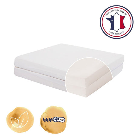 Matelas Bébé Pliant 2 Parties CANDIDE 60x120x7cm Essentiel Fabriqué En France - Garantie 5 ans