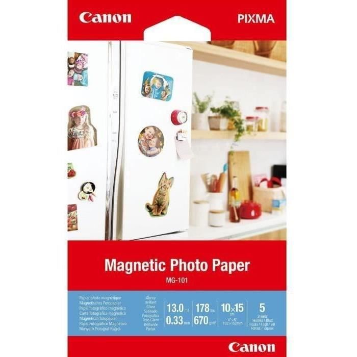 Papier d'impression Canon Papier photo magnétique MG-101 A6 - 5 Feuilles - 670g/m˛