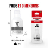 Bouteille d'encre - CANON - GI-56BK - Noir - Compatibilité MAXIFY GX - (4412C001)