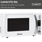 Micro-ondes Candy Essenza CMXW30DW 900W 30L Digital Blanc - Fonction Décongélation - 5 Niveaux de Puissance - 10 Menus Auto
