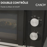 Micro-ondes Candy Moderna CMW20TNMB 700 W 20L Noir - Fonction DÈcongÈlation - Plateau Tournant en Verre - 6 Niveaux de Puissance