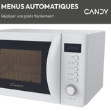 Micro-ondes Candy Idea CMWA20SDLW 700W Digital 20L Blanc - Fonction Décongélation - 5 Niveaux de Puissance - 8 Menus Automatiques