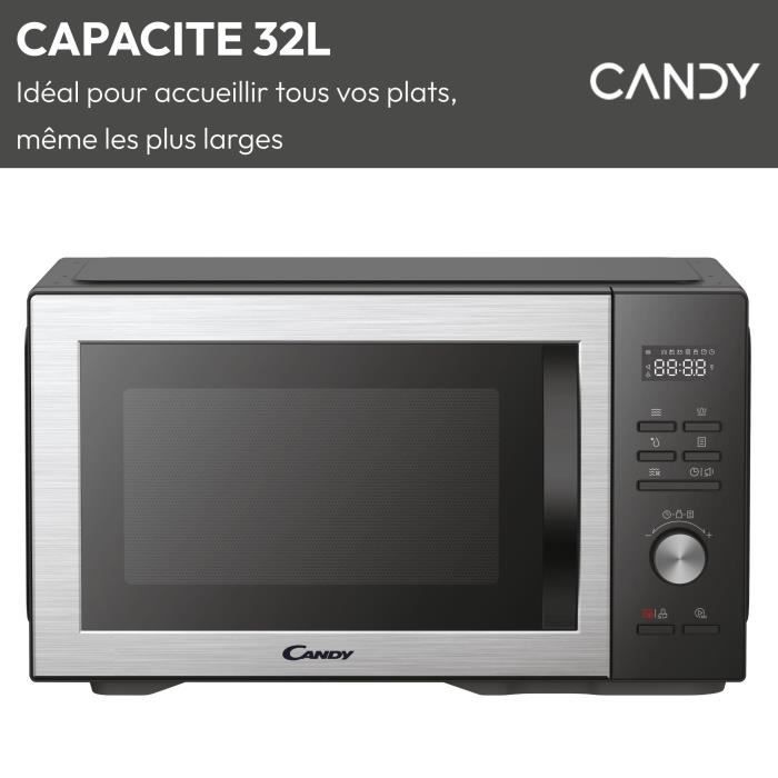Micro-ondes Gril Candy Essenza CMGA31EDLB 1000W 31L Digital Noir - Fonction Nettoyage Auto - 5 Niveaux de Puissance -10 Menus Auto