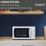Micro-ondes CANDY CMW20SMW - 20L - 700W - UI mécanique - 5 niveaux de puissance - Blanc