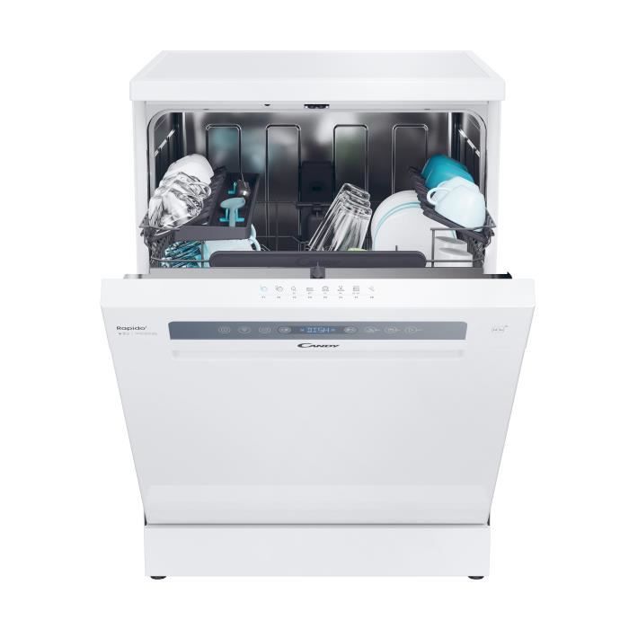 Lave-vaisselle pose libre CANDY CF 4C4F0W? Rapido  - 14 couverts - Induction - L60cm - 44dB - Connecté - Blanc