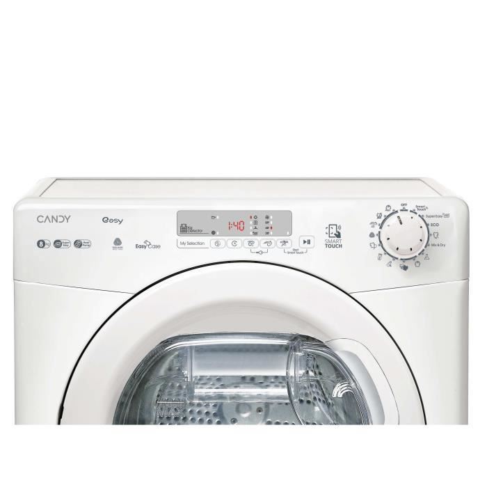 Seche-linge pompe a chaleur CANDY EY EH8N1DE-S - 8 kg - Connecté - Blanc
