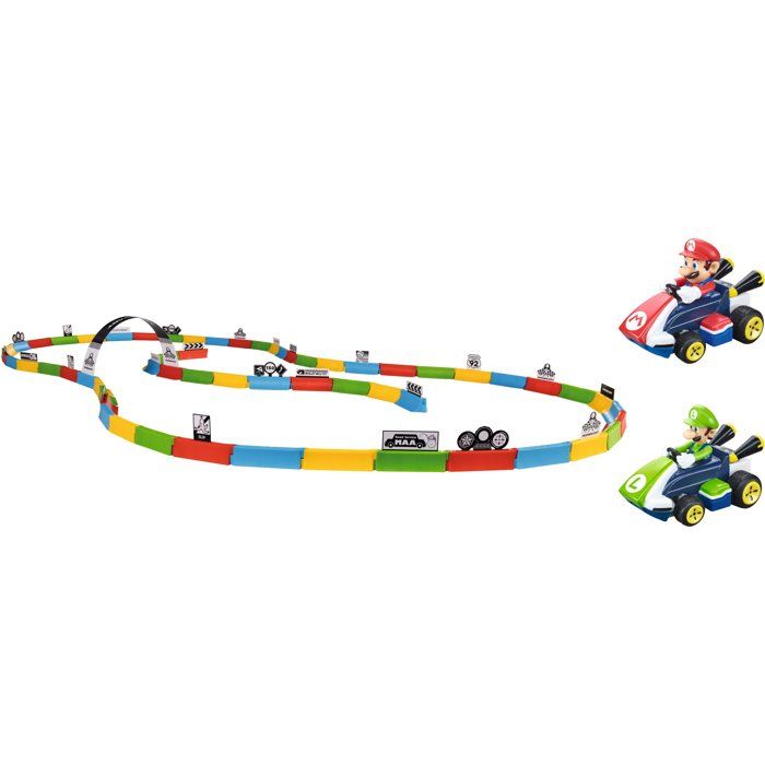 Set de 2 karts radiocommandés - CARRERA RC - Mario Kart Tabletop - Mario et Luigi - Circuit a construire - Des 6 ans