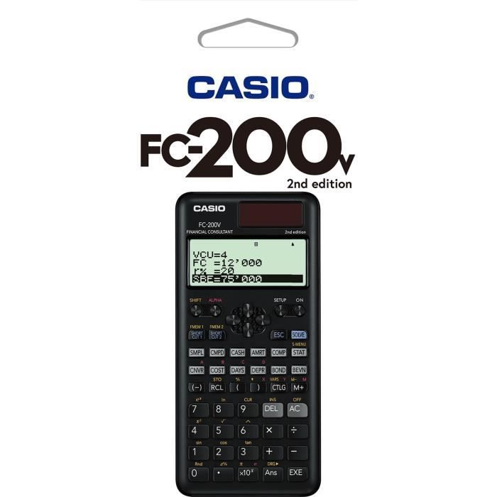 Calculatrice scientifique - Casio - FC-200V - Ecran 4 lignes - Alimentation solaire - 103 g