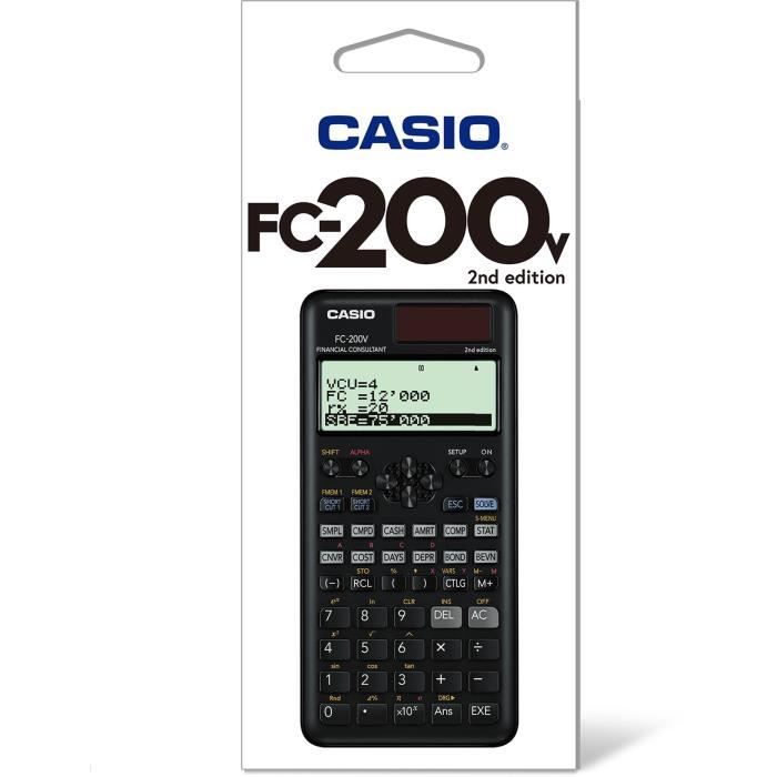 Calculatrice scientifique - Casio - FC-200V - Ecran 4 lignes - Alimentation solaire - 103 g
