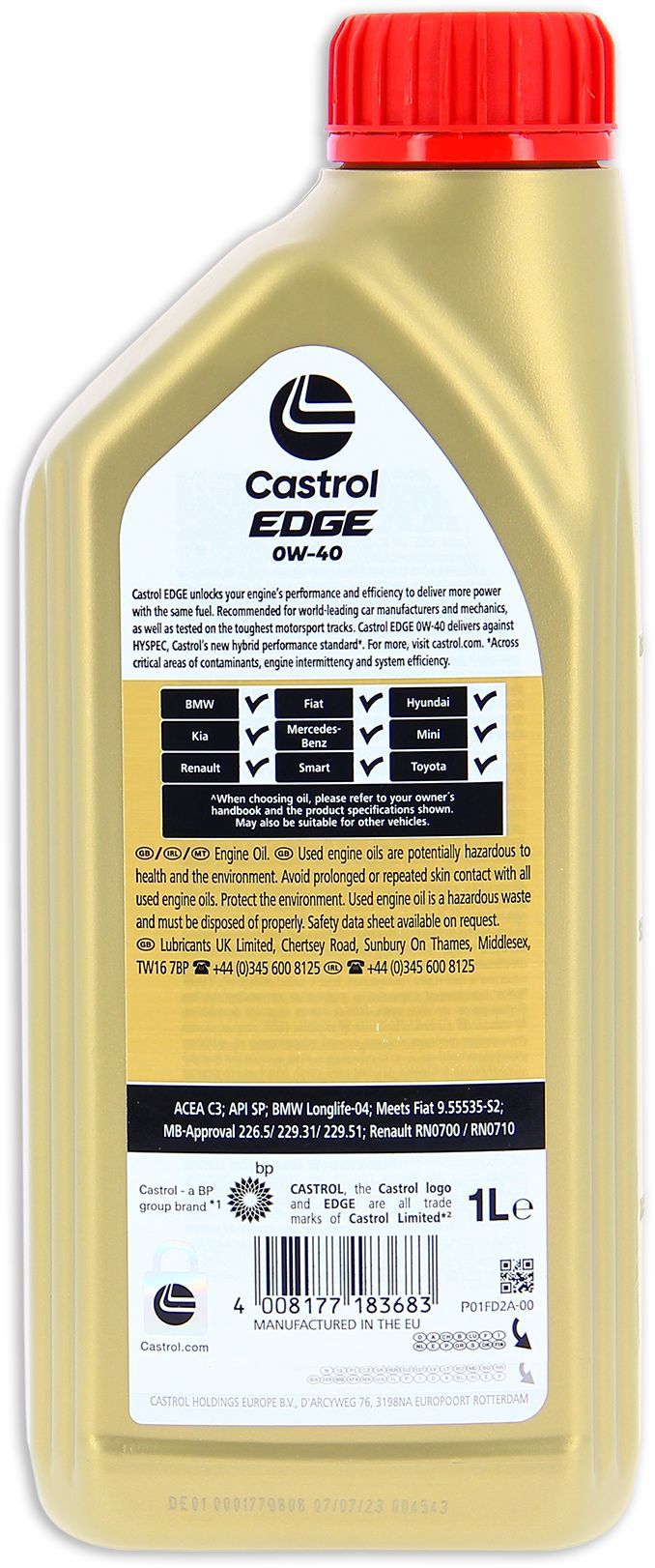 Huile moteur - CASTROL - EDGE 0W-40 - 1L