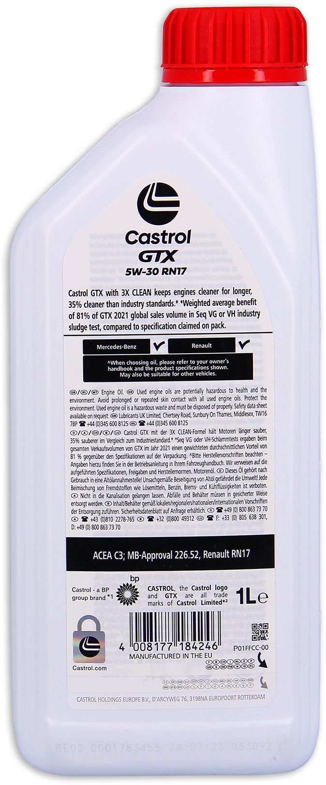 Huile moteur - CASTROL - GTX 5W-30 RN17 - 1L