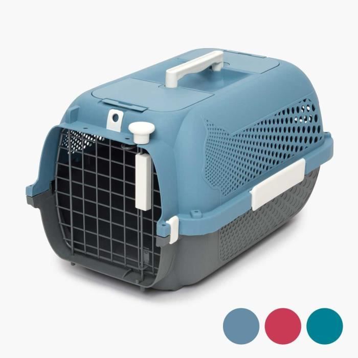 Cage de transport pour chat - CATIT - Petit - Hauteur max chat 24 cm - Bleu-gris