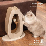 Griffoir pour chat - CATIT - Pixi Grand - Avec balle en tissu et plume - Aspect chene naturel