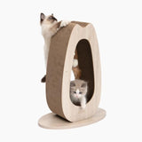 Griffoir pour chat - CATIT - Pixi Grand - Avec balle en tissu et plume - Aspect chene naturel