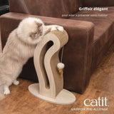 Griffoir pour chat - CATIT - Pixi Queue de chat - Avec balle en tissu et plume - Aspect chene naturel