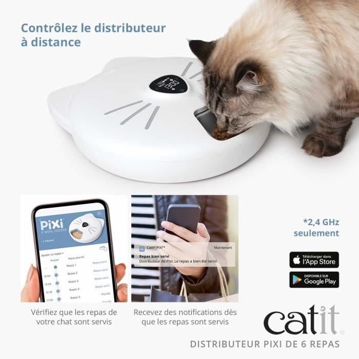 Distributeur de repas pour chat connecté - CATIT - PIXI SMART - 6 x 170ml - Ecran tactile LCD - Avec Blocs réfrigérants
