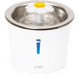 Fontaine a eau pour chat a fleur - CATIT - Flower - 3L - Dessus en acier inoxydable -  Avec LED - Blanc