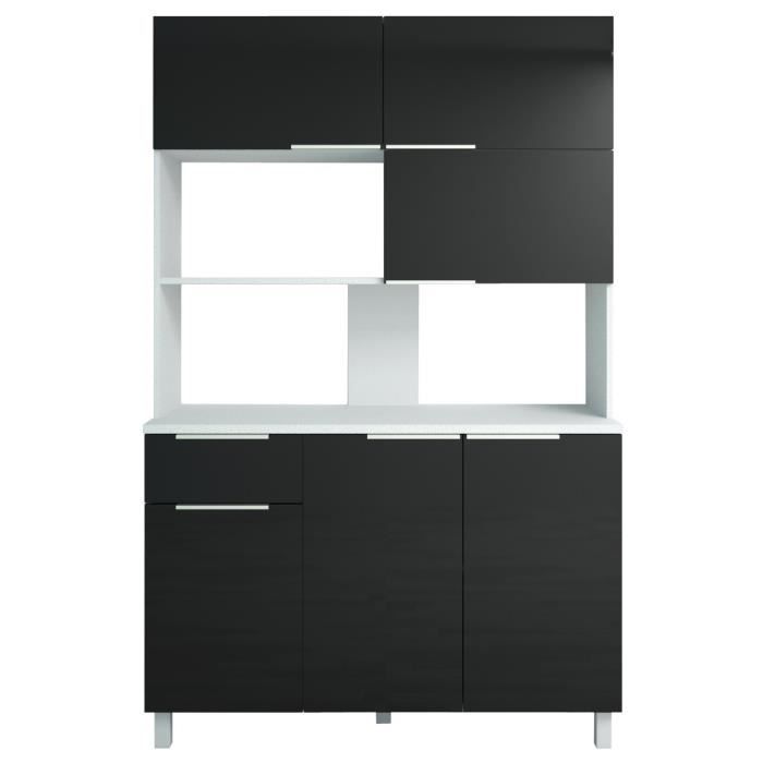 LOVA Contemporary glossy black kitchen sideboard - L 120 cm