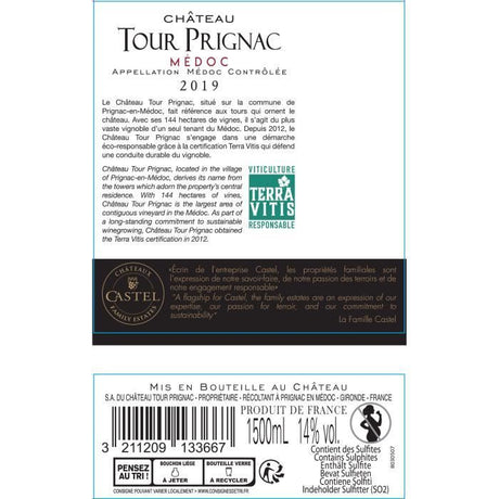 Magnum Coffret Cadeau Caisse  - Château Tour Prignac Médoc Cru Bourgeois - Vin Rouge de Bordeaux 2022
