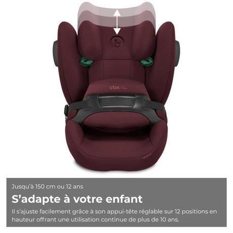 Siege auto Pallas B3 i-size Cbx by Cybex - 76 a 150 cm - 9 a 50 kg - 15 mois a 12 ans  - Dark red