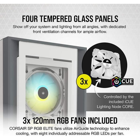 Boîtier PC - CORSAIR - CC-9011213-WW - ATX iCUE 5000X RGB  - Moyen-tour intelligent en verre trempé - Blanc