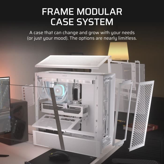Boîtier PC - CORSAIR - FRAME 4000D RS - Moyen-tour - Blanc - CC-9011313-WW