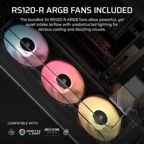 Boitier PC - CORSAIR - AIR 5400 RS-R ARGB Tempered Glass Mid-Tower - Ventilateurs RGB a rotor inversé - Noir