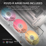 Boitier PC - CORSAIR - AIR 5400 RS-R ARGB Tempered Glass Mid-Tower - Ventilateurs RGB a rotor inversé - Blanc